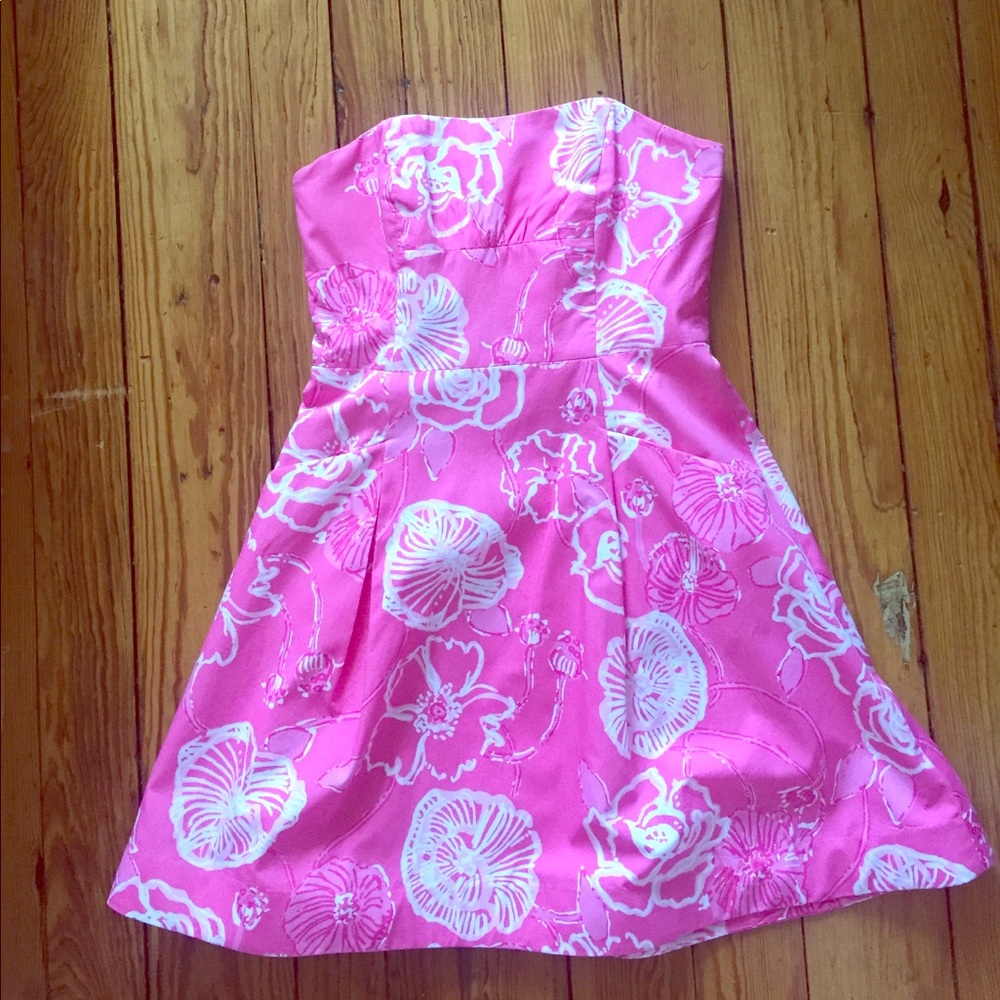Lily Pulitzer strapless pink floral sundress