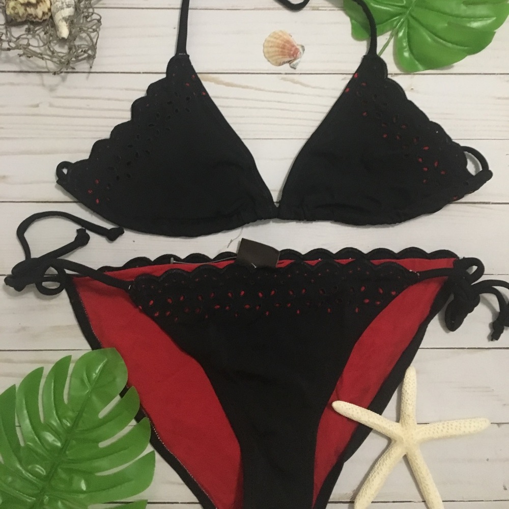 New red and black bikini