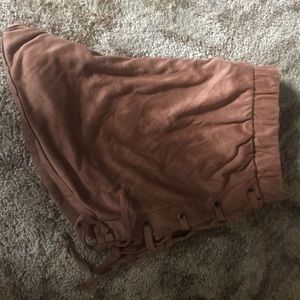 brown suede shorts