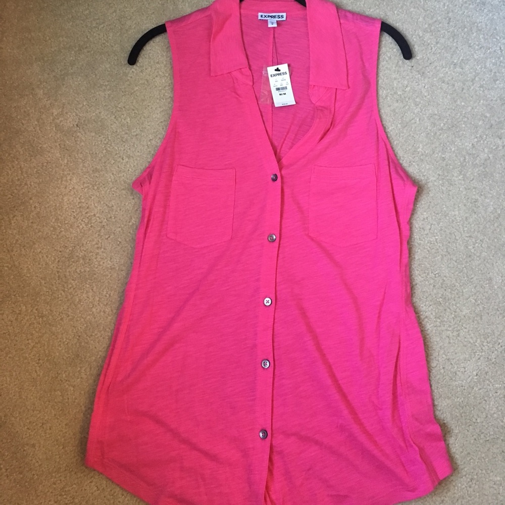 Express NWT Pink Light weight Button Up