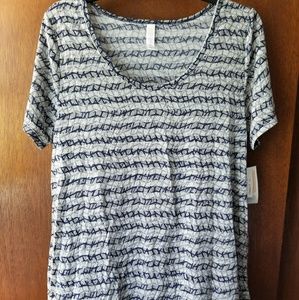 NWT LuLaRoe L Classic T Navy and Cream