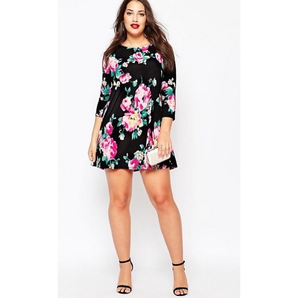 ASOS Curve Dresses & Skirts - NWT ASOS Curve Floral Swing Dress - 3/4 Sleeves