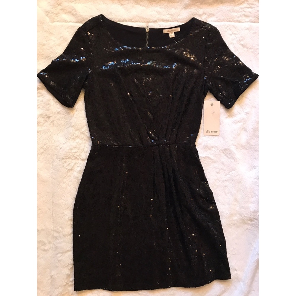 New Ella Moss Black Sequin Dress