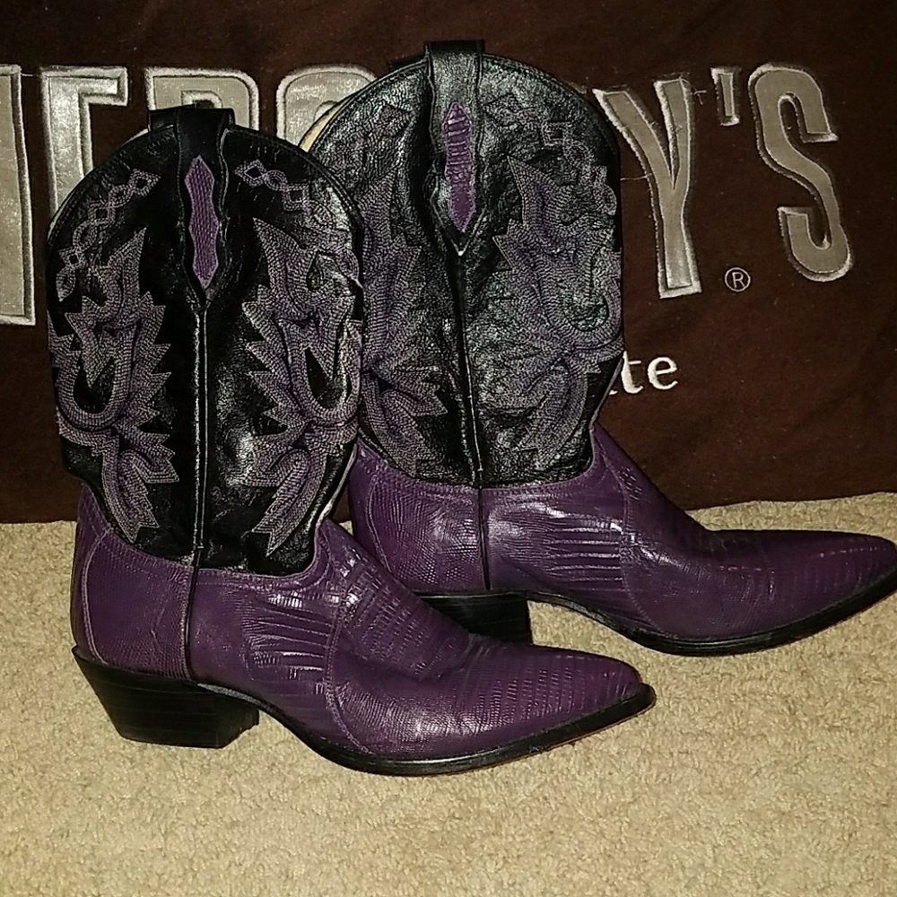 DAN POST Genuine Lizard Leather Cowboy Boots 💜