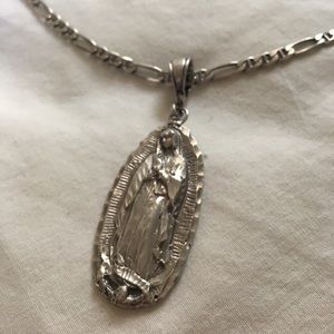 Italian Virgin Mary silver necklace.