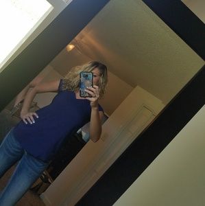 Navy blue Express satin like v-neck