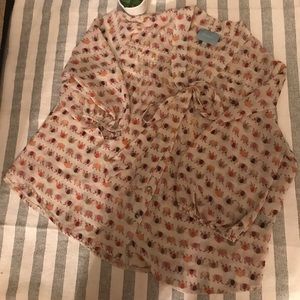 Skies are Blue Elephant Print Top Large