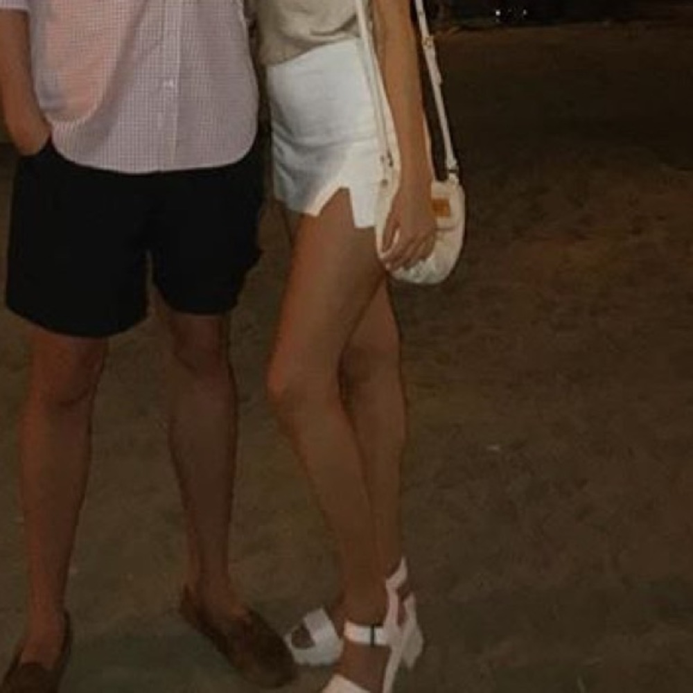 white zara skort with slits mini