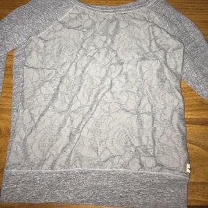 Gray long sleeve lace floral top