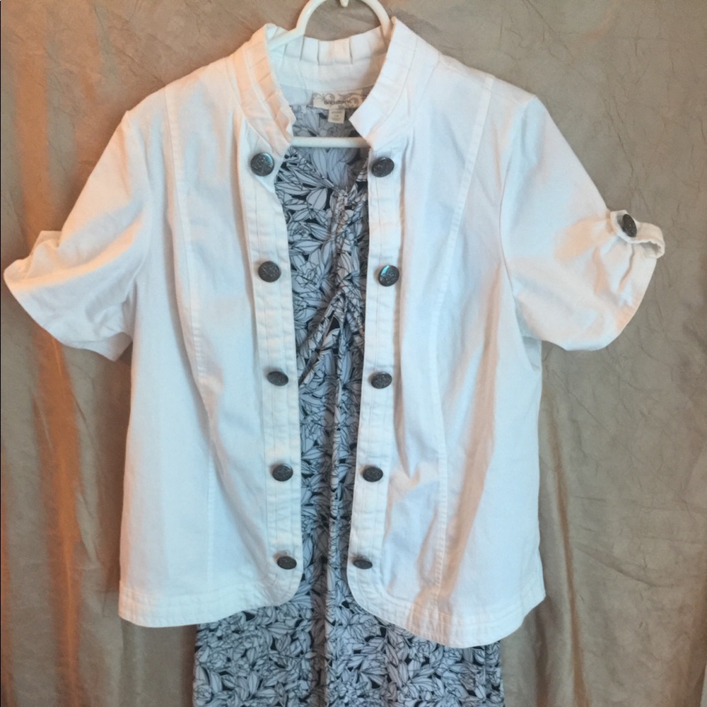 Black and white dress with short sleeve jacket