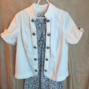 Black and white dress with short sleeve jacket