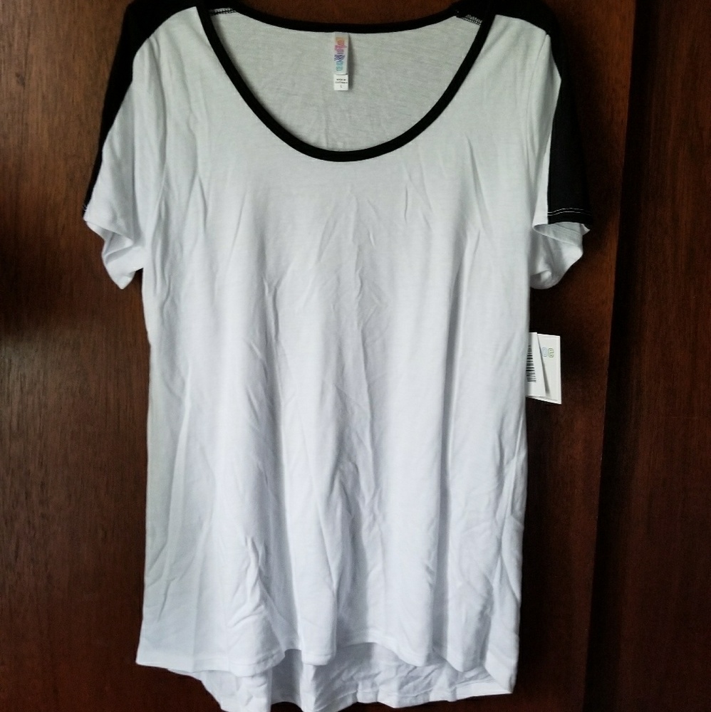 NWT LuLaRoe L Classic T - white with black sleeves