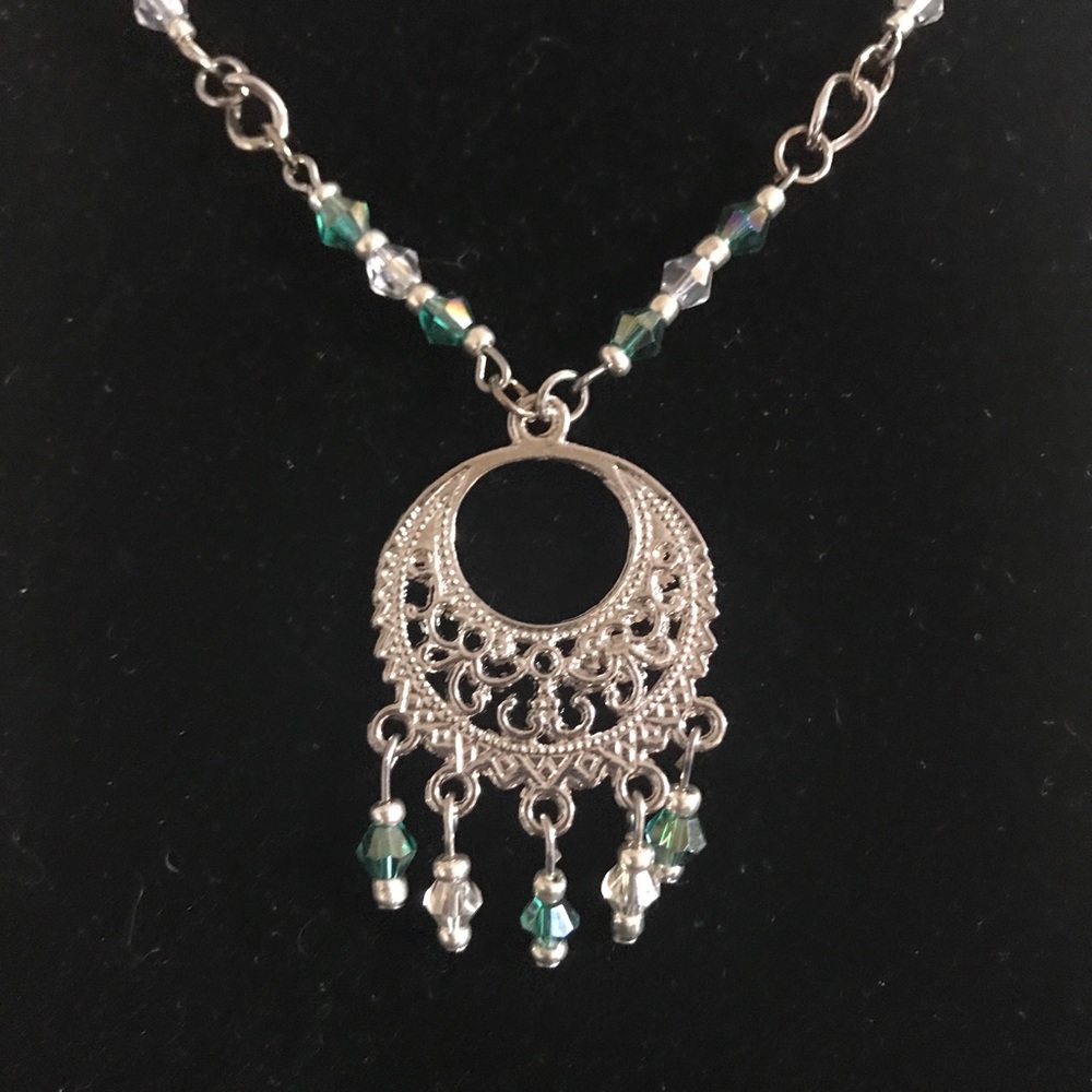 🎉HP🎉 Handmade Teal & Crystal Necklace - Picture 2 of 6