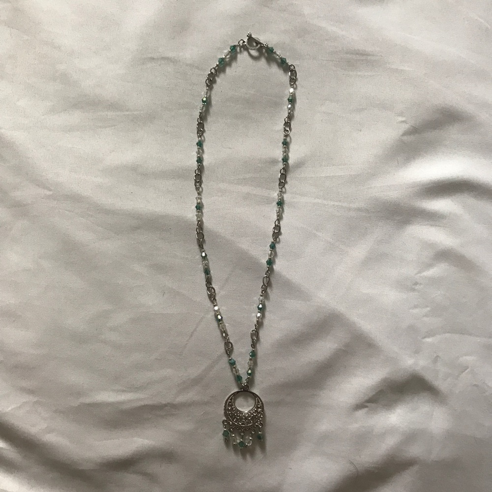 🎉HP🎉 Handmade Teal & Crystal Necklace - Picture 6 of 6
