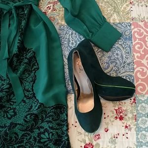 Emerald green high heels