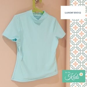Lands End Girl 7-8 Light Aqua Rashguard
