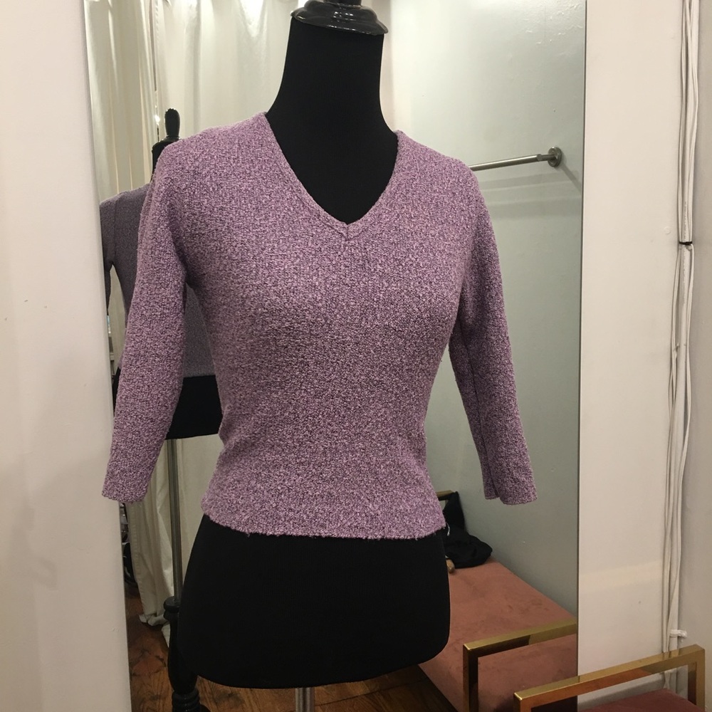 Fitted purple v- neck sweater