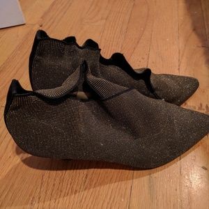 Black and gold heeled booties
