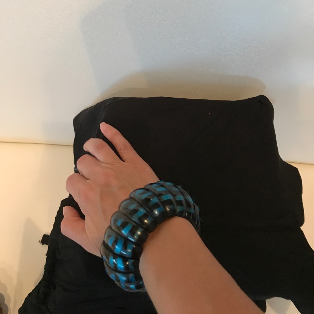 Turquoise and black exotic bracelet.