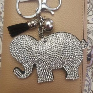Elephant Tassel Rhinestone Keychain