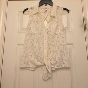 White lace tie tank top