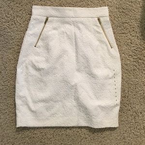H&M White skirt with gold zipper detail