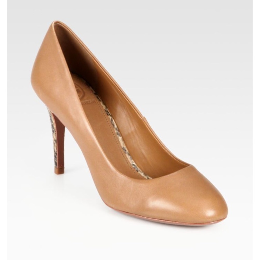 Tory burch Mabel leather snakeskin heel pumps