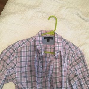 BR Men's dress shirt. Medium. Purple & blue plaid.