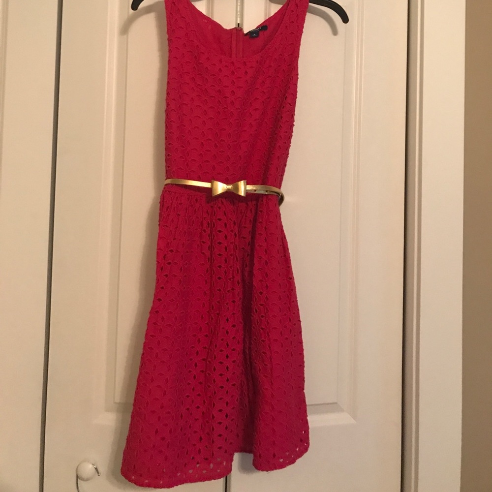 Hot pink eyelet dress