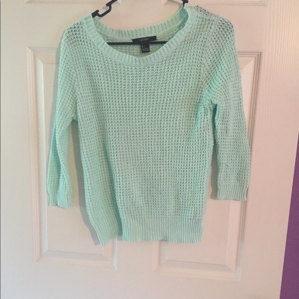 Forever 21 Seafoam green 3 quarter length sweater