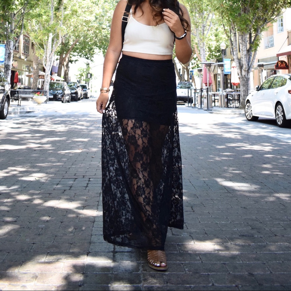 Nasty gal black lace skirt