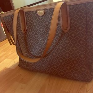 SOLD Fossil Brown PVC coated Leather Tote