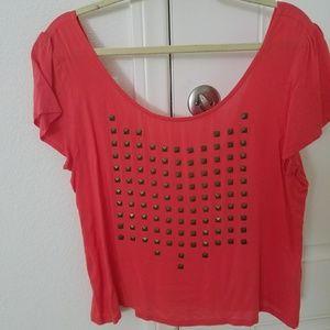 Lucca Couture blood orange studded detailed top