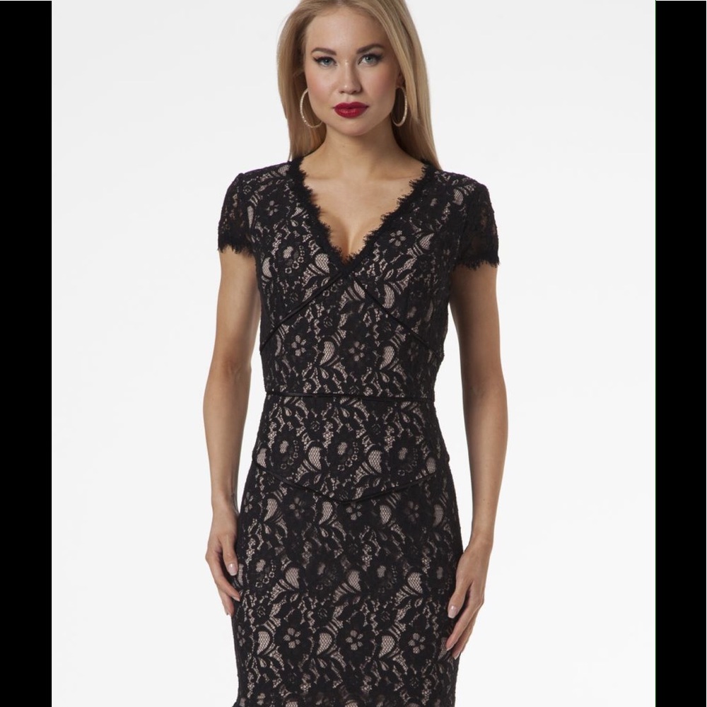 NUE by Shani Black and Nude Lace Dress