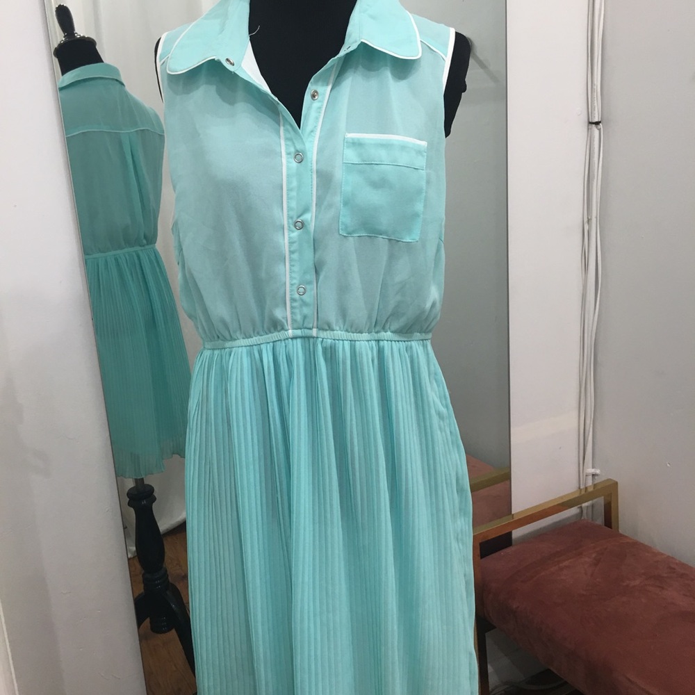 Turquoise pleated dress