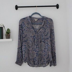 Lucky Brand Flowy Printed Sheer Shirt