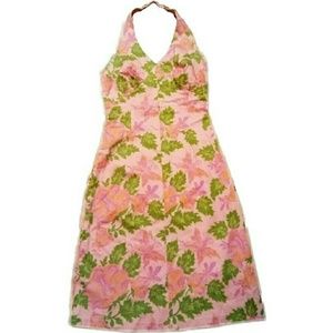 Anthropologie Tabitha Pink Floral Halter Dress