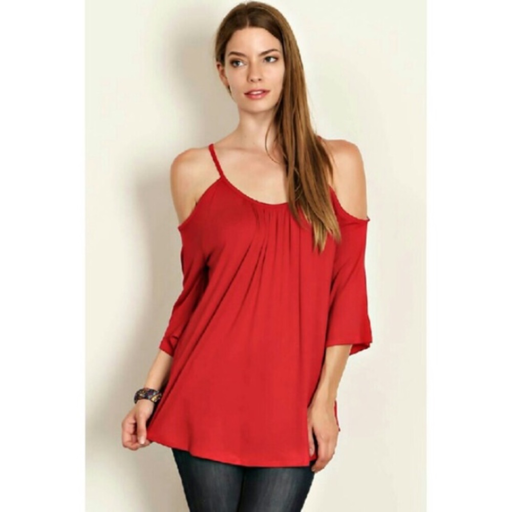 Eye catching red off shoulder top