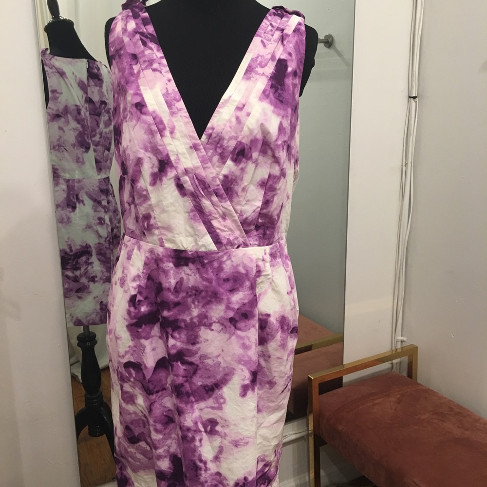 Purple and white floral banana republic dress