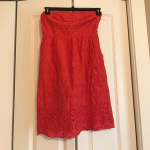 Coral eyelet dress