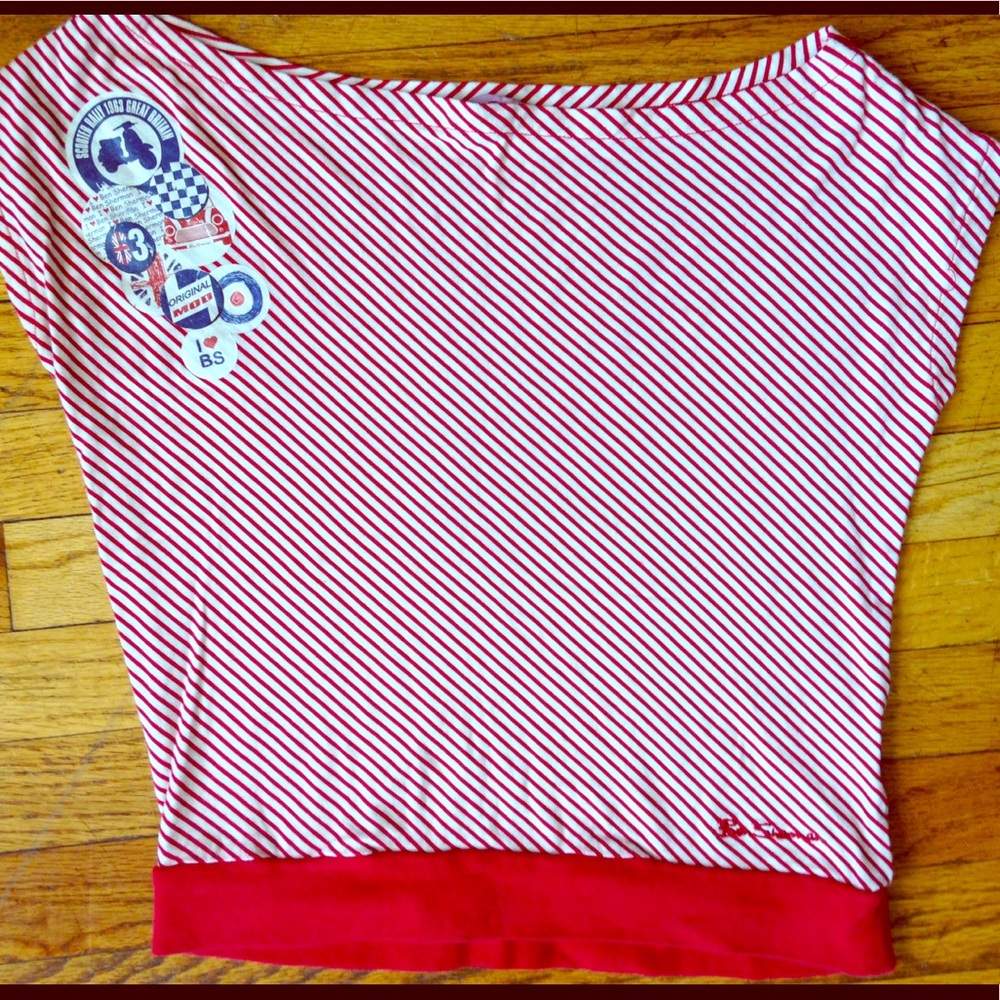 Ben Sherman red/white striped crop top mod details