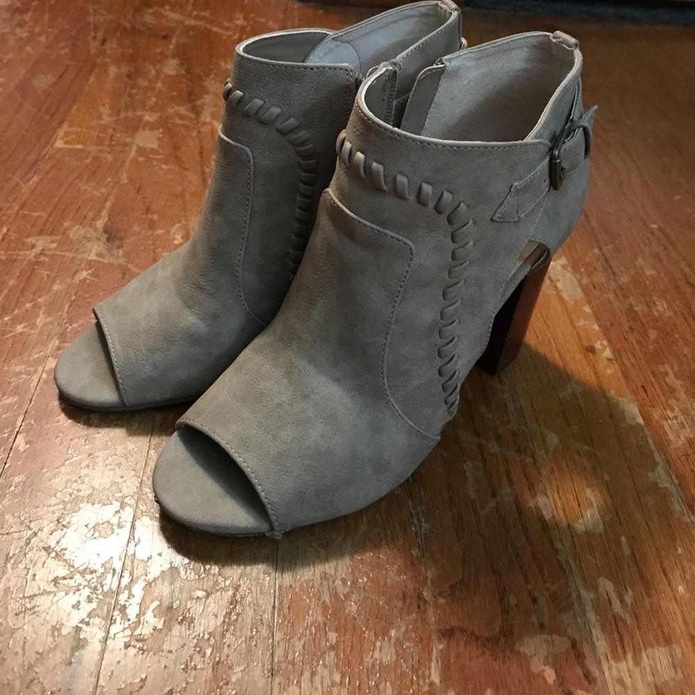 Beige peek toe booties