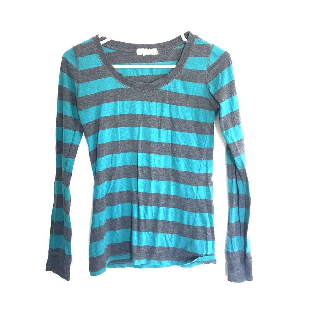 Long sleeve, striped shirt.