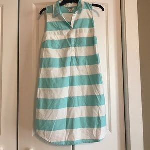 Turquoise white stripe collared dress