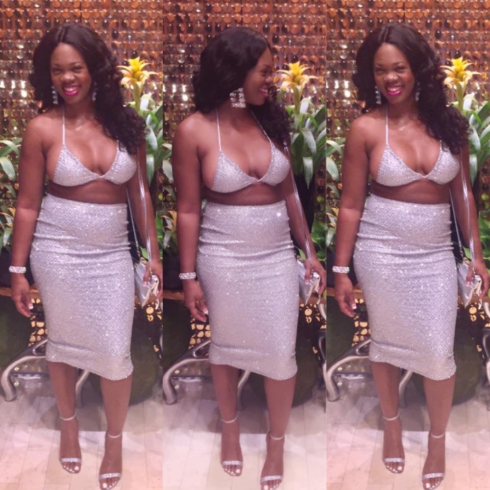 Silver 2 piece skirt set