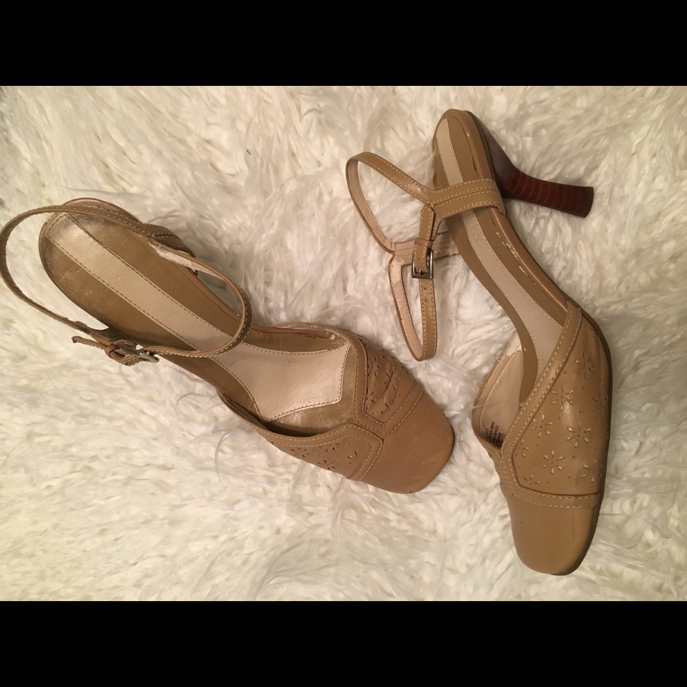 Tan Heels with Strap.