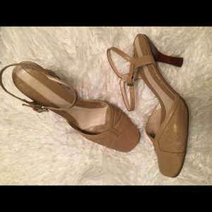 Tan Heels with Strap.