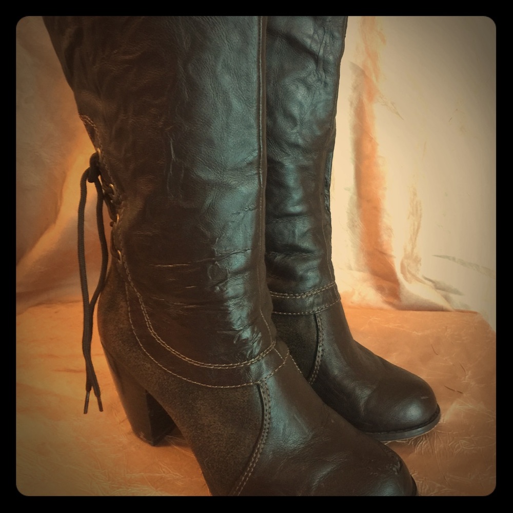 Brown heeled boots