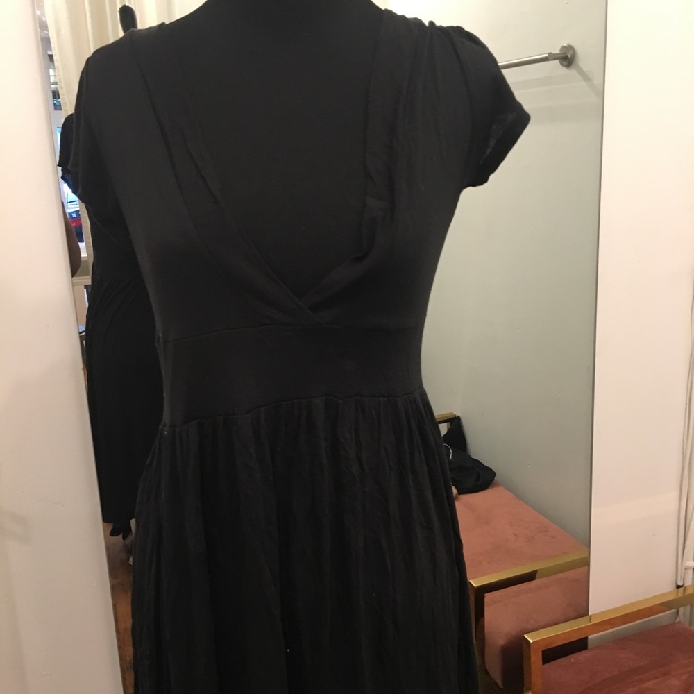 Simple black V-neck dress