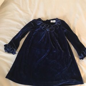 Deep Blue Velvet dresses/ matching headband